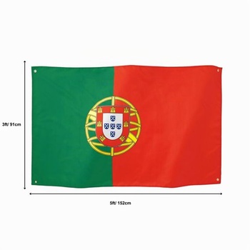 Runesol Portugalská vlajka 3x5, 91x152cm, Bandeira De Portugal 4 priechodky, mosadzné priechodky v