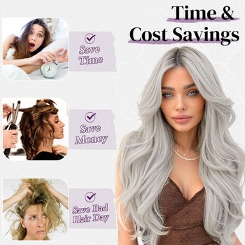 BARSDAR 60cm syntetické vrstvené vlnité šedé clip-in prodlužování vlasů šedý mix 60cm
