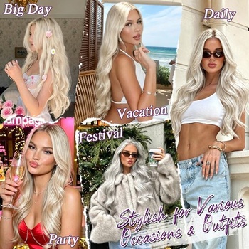 BARSDAR 60cm syntetické vrstvené vlnité šedé clip-in prodlužování vlasů šedý mix 60cm