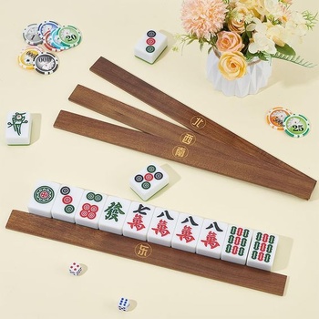 OLYCRAFT 4 sada dřevěných posuvníků na mahjongové dlaždice 40cm Sada příslušenství pro mahjong