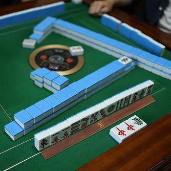OLYCRAFT 4 sada dřevěných posuvníků na mahjongové dlaždice 40cm Sada příslušenství pro mahjong