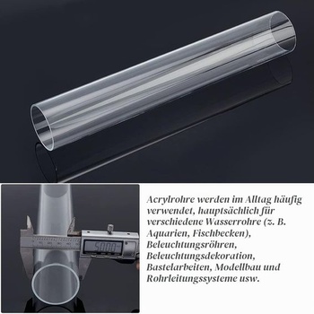 OLYCRAFT 305x50 mm akrylová kulatá trubka, průhledná pevná akrylová trubka, průhledná kulatá