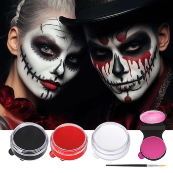 Halloweenska make-up sada Miss Demi s čiernobielou červenou farbou na tvár, ružovou kriedou na