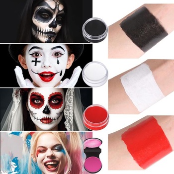 Halloweenska make-up sada Miss Demi s čiernobielou červenou farbou na tvár, ružovou kriedou na