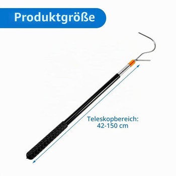 Teleskopická tyč s hákem 42–150 cm – Multifunkční výsuvná tyč, nerezový půdní hák, nástroj na keder