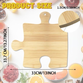 WEBEEDY Bambusová drevená doska na krájanie v tvare puzzle do kuchyne, drevený dekoratívny