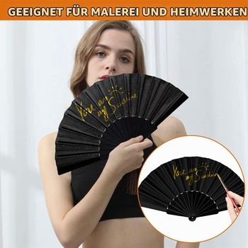6dielne čierne ručné vejáre, čierne látkové vejáre, ručné skladacie vejáre, čínske ručné vejáre na