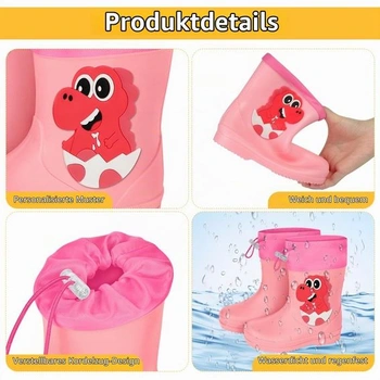 Čižmy Aomig, gumové čižmy pre deti, protišmykové čižmy, nastaviteľná šnúrka, pohodlné