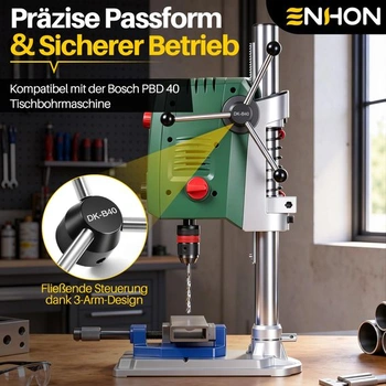 Stolní vrtačka Enhon s otočnou křížovou ruční pákou kompatibilní s Bosch PBD 40