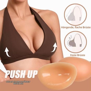 Silikónové vložky do podprsenky s lepidlom – push-up, opakovane použiteľné, mäkký silikón, béžové