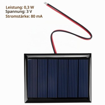 QWORK® 6dielny mikro mini solárny panel 3V 0,3W 80mA, 65x48mm s 15cm káblom - Prenosná a efektívna