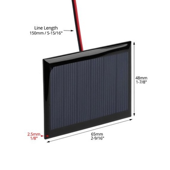QWORK® 6dílný mikro mini solární panel 3V 0,3W 80mA, 65x48mm s 15cm kabelem - Přenosná a efektivní