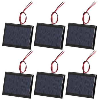 QWORK® 6dielny mikro mini solárny panel 3V 0,3W 80mA, 65x48mm s 15cm káblom - Prenosná a efektívna