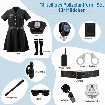 Policajný kostým pre deti, policajný kostým pre dievčatá, luxusný kostým policajta a sada na hranie