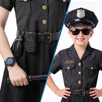Policajný kostým pre deti, policajný kostým pre dievčatá, luxusný kostým policajta a sada na hranie