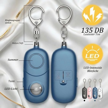 Osobný alarm 135dB Stroboskopické svetlo Prívesok na kľúče pre bezpečnosť Modrý obdĺžnikový