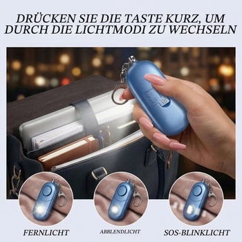 Osobný alarm 135dB Stroboskopické svetlo Prívesok na kľúče pre bezpečnosť Modrý obdĺžnikový