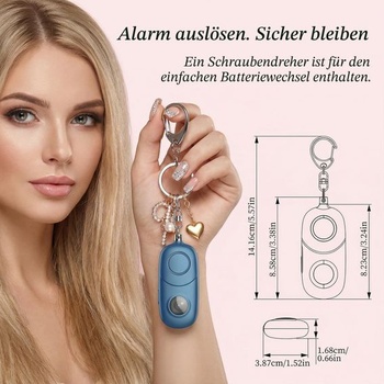 Osobný alarm 135dB Stroboskopické svetlo Prívesok na kľúče pre bezpečnosť Modrý obdĺžnikový