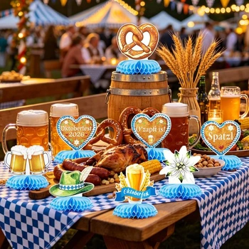 Oktoberfestové dekorácie - 8 kusov, farebné stolné dekorácie