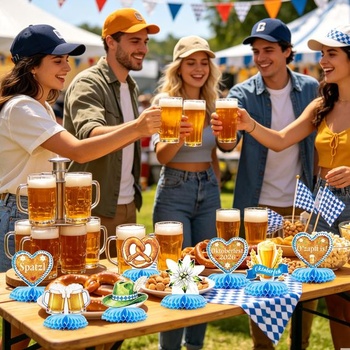 Oktoberfestové dekorácie - 8 kusov, farebné stolné dekorácie