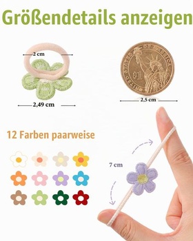 Jollybows 24dílná sada květinových gumiček do vlasů pro dívky, barevné malé elastické gumičky do