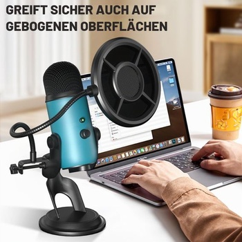 Aokeo pop filtr pro mikrofon, třívrstvý větruodolný pop filtr s flexibilním 360° tlakově litým