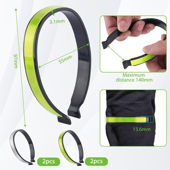 6 klipov na cyklistické nohavice, 4 elastické reflexné pásky na rukávy, reflexná páska, chránič