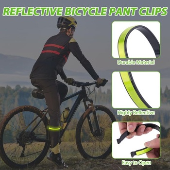 6 klipov na cyklistické nohavice, 4 elastické reflexné pásky na rukávy, reflexná páska, chránič