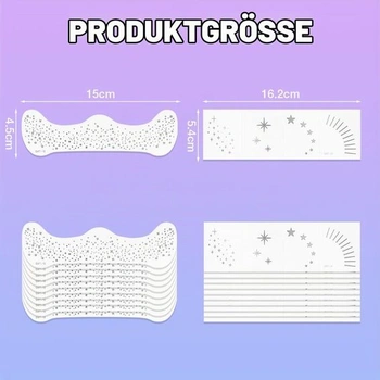 AOOWU Třpytivé tetování na obličej s pihami, 20 kusů stříbrných hvězd a teček, dočasné tetování,