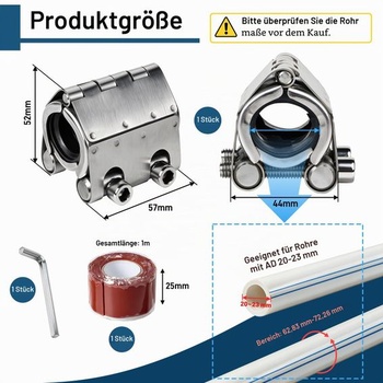 EFUTURETIME Objímka na opravu potrubia 20-23mm Tesniaca objímka Objímka na opravu potrubia