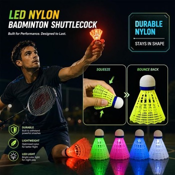 Yuragim LED svetlá Badminton, nylonové badmintonové loptičky, sada badmintonových loptičiek, odolné