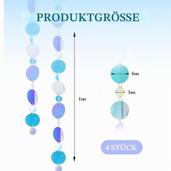4 dúhové flitrové girlandy, 4m kruhový banner s 3cm a 5cm plastovými flitrami, závesná dekorácia na