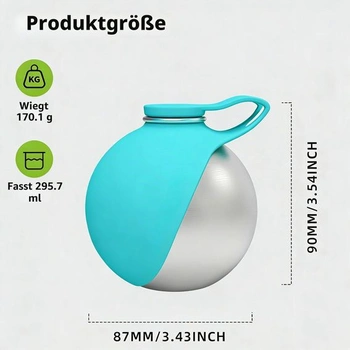 Láhev na vodu pro psy na cesty, 285ml nerezová láhev na vodu pro psy se skládací silikonovou
