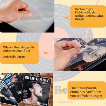 50 ks obalů na desky 10 palců, průhledné vnější obaly, vnější obaly na LP, obaly na vinylové desky,