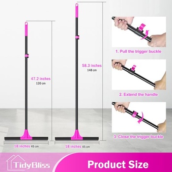 TidyBliss Vodná stierka na podlahu 45 cm, Vodná stierka na podlahu s teleskopickou rukoväťou 148 cm,
