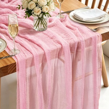 Módny boho behúň béžový, 300 x 80 cm plátený behúň, umývateľný, rustikálny behúň na svadbu,
