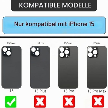 Náhradní zadní sklo pro iPhone 15, černé