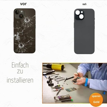 Náhradní zadní sklo pro iPhone 15, černé