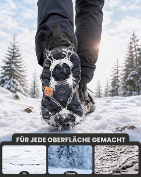 Mačky Sportneer Grödel do topánok s 28 nerezovými hrotmi na topánku, čierne, 28 hrotov, XL