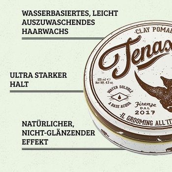 Vosk na vlasy Tenax Matte Clay Pomade, ultra silná fixácia, 125 ml