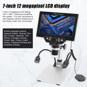 Digitálny mikroskop B1200, 12 MP, 1200x, 7