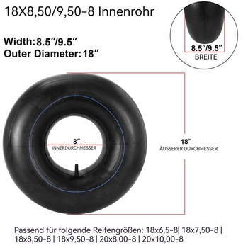 18x8,50-8 18x9,50-8 Hadica Vnútorná hadica s rovným driekom ventilu TR13