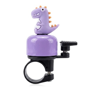 Fialový zvonček na bicykel s dinosaurom, hlasný zvonček na detské bicykle, odrážadlá, kolobežky, trojkolky,