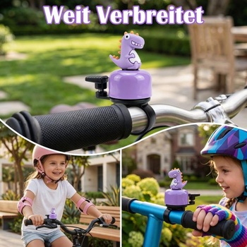 Fialový zvonček na bicykel s dinosaurom, hlasný zvonček na detské bicykle, odrážadlá, kolobežky, trojkolky,