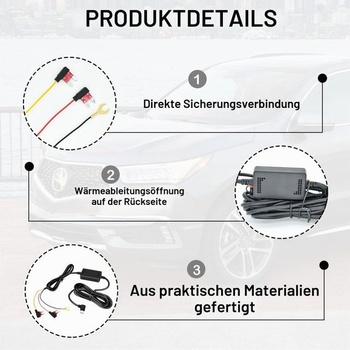 Sada kabeláže USB-C pre palubnú kameru 12V-24V až 5V s poistkou