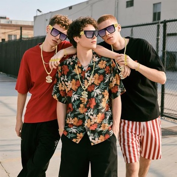 Kostým pasáka FUIPVGI z 8 dielov, pánsky outfit z 80./90. rokov, hip hopový kostým, retro štýl, zlatý