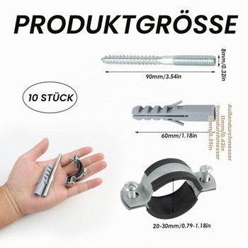 10dílná sada šroubovacích objímek na trubky 25-32 mm 3/4