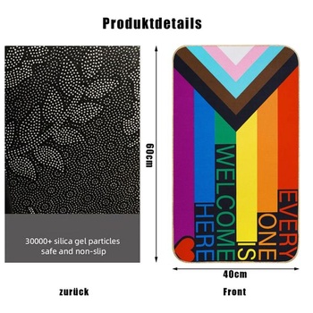 Dúhová rohožka Vítaní sú tu všetci, rohožka Pride Welcome, protišmyková prateľná rohožka,