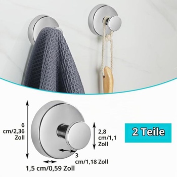 2 vákuové prísavné háčiky, háčiky na uteráky a župany, nerezové háčiky na uteráky 304, samolepiace