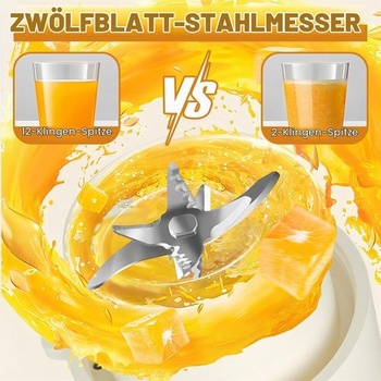 Prenosný mixér, výrobník smoothie 450 ml, prenosný elektrický odšťavovač s 12 nožmi, mini mixér